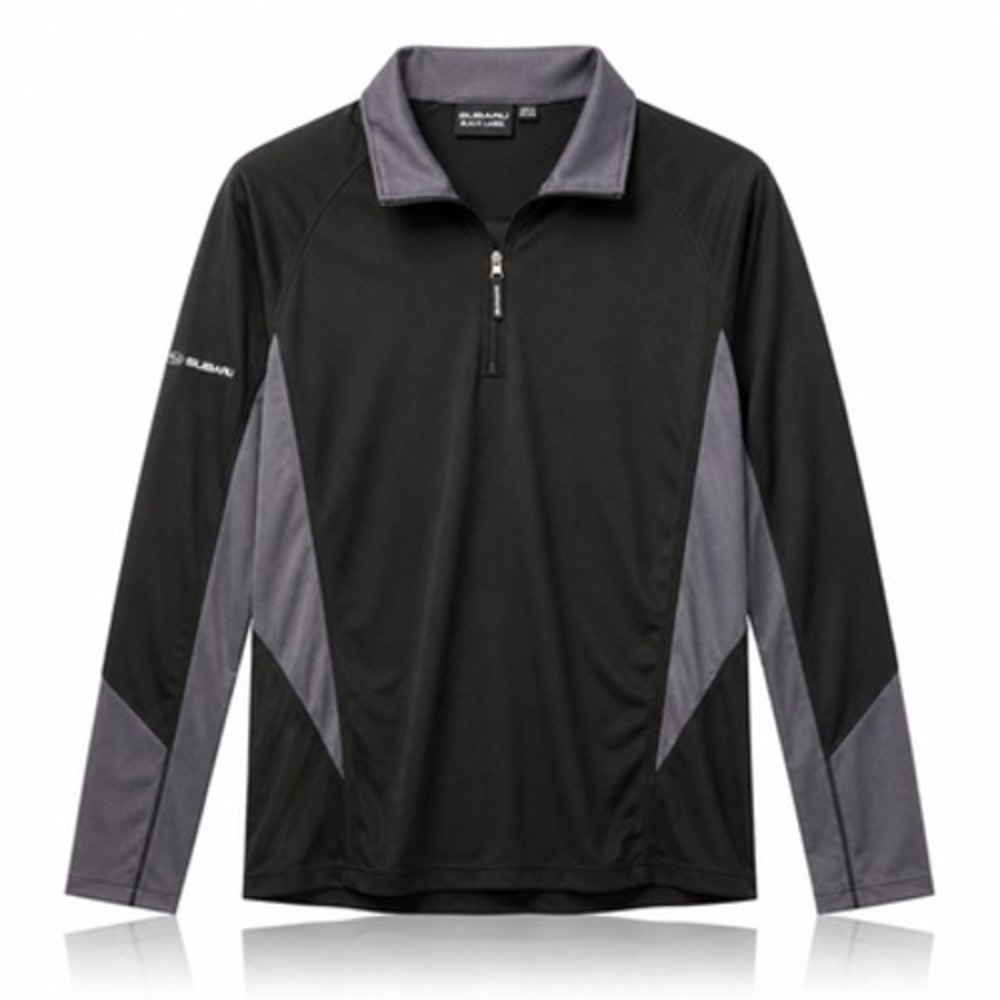 Subaru Black Label Mens XL Black Gray Quarter Zip Performance Pullover NWT